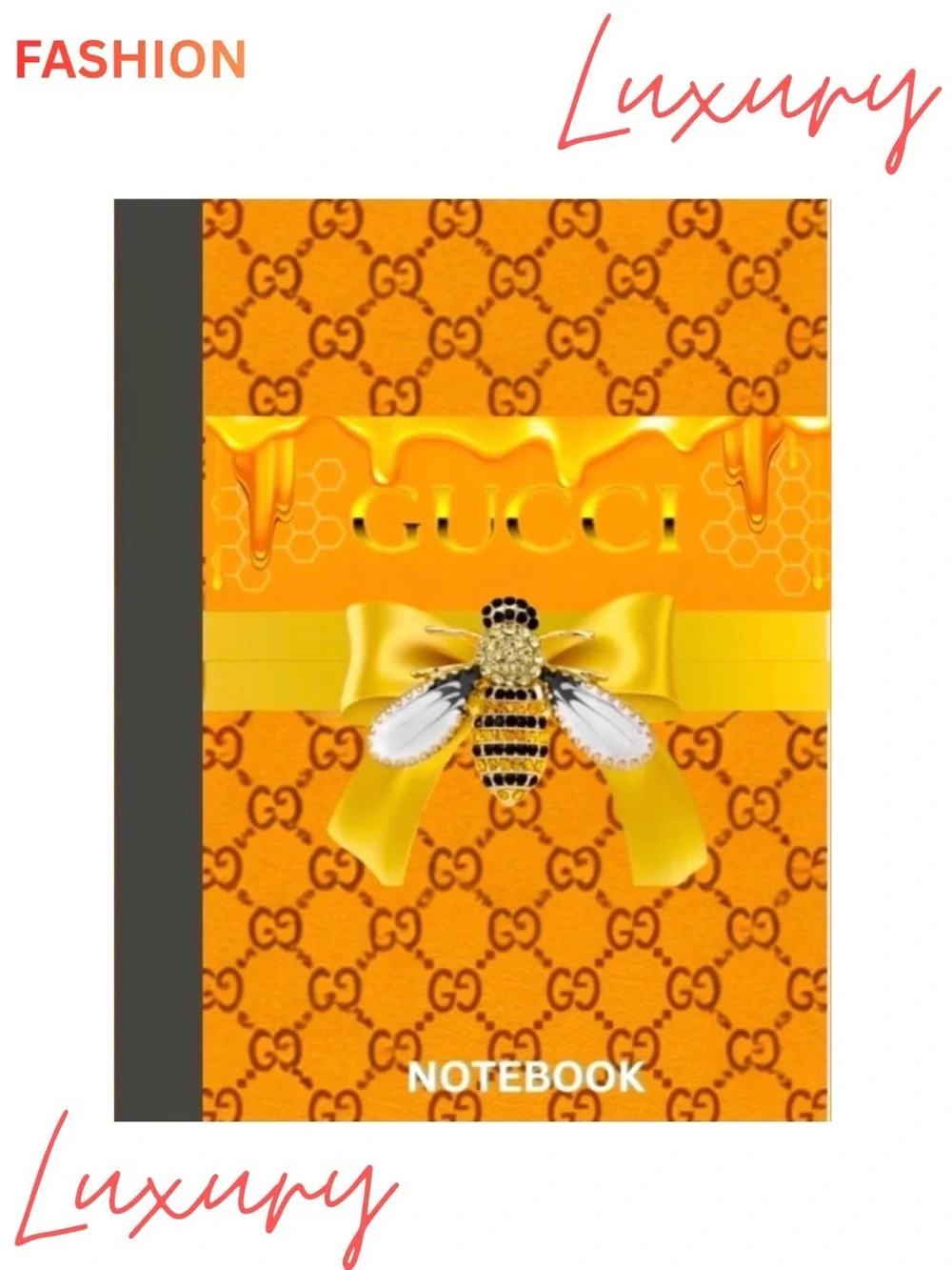 NOTEBOOK: Yellow-Orange Bee w/GG Motifs, NWOT